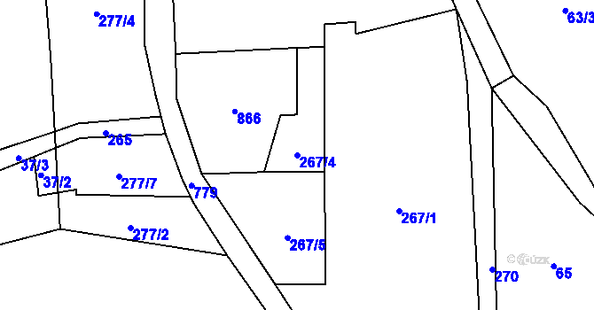 Parcela st. 267/4 v KÚ Nové Domky, Katastrální mapa