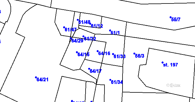 Parcela st. 64/16 v KÚ Rozvadov, Katastrální mapa