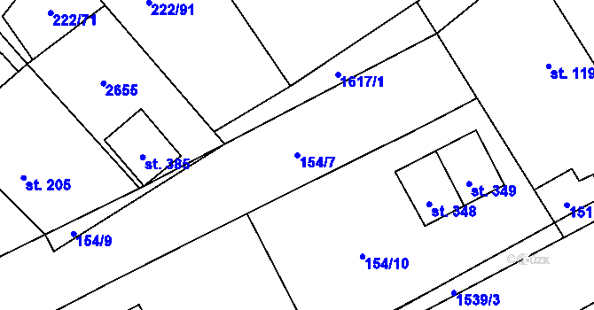 Parcela st. 154/7 v KÚ Rozvadov, Katastrální mapa