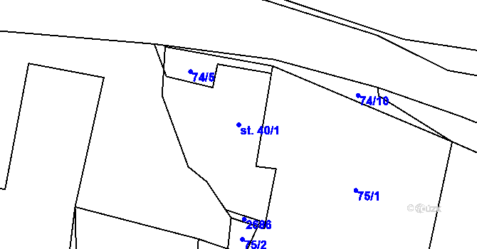 Parcela st. 40/1 v KÚ Rozvadov, Katastrální mapa