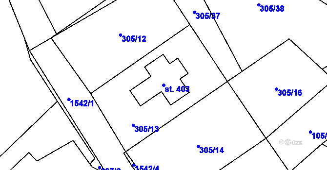Parcela st. 403 v KÚ Rozvadov, Katastrální mapa