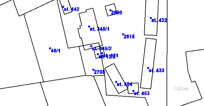 Parcela st. 431 v KÚ Rozvadov, Katastrální mapa