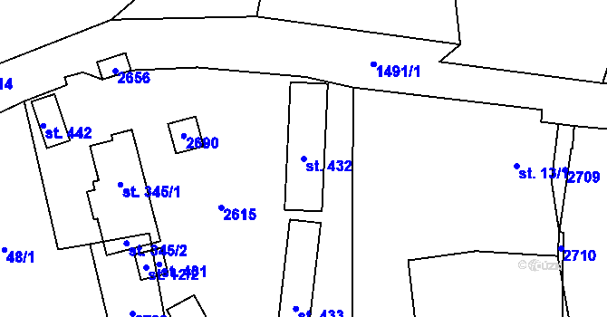 Parcela st. 432 v KÚ Rozvadov, Katastrální mapa