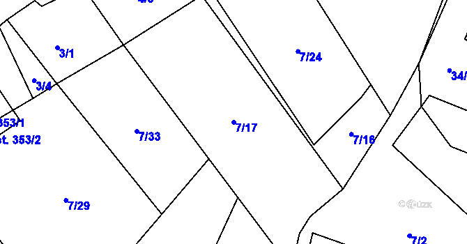 Parcela st. 7/17 v KÚ Rozvadov, Katastrální mapa