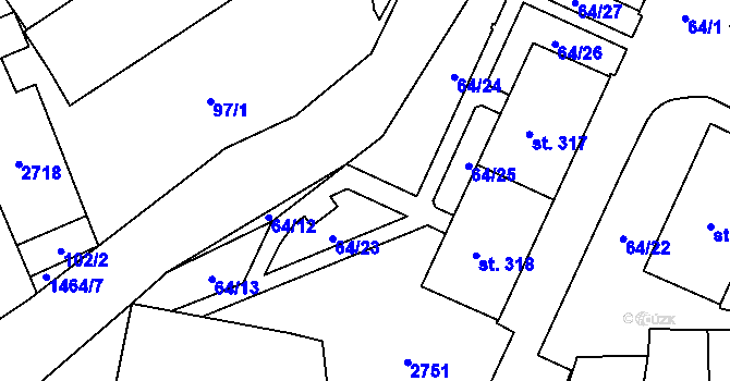 Parcela st. 64/11 v KÚ Rozvadov, Katastrální mapa