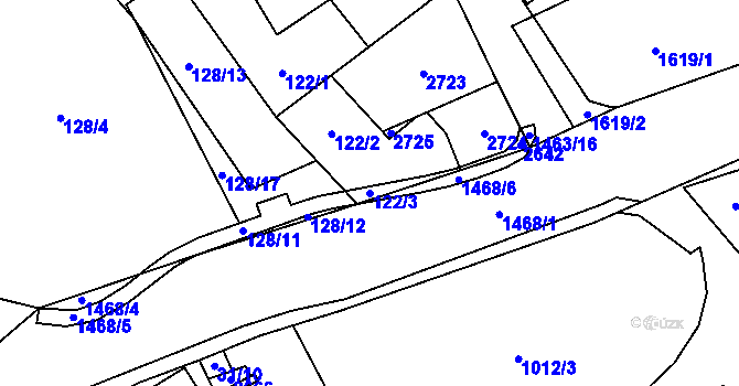 Parcela st. 122/3 v KÚ Rozvadov, Katastrální mapa