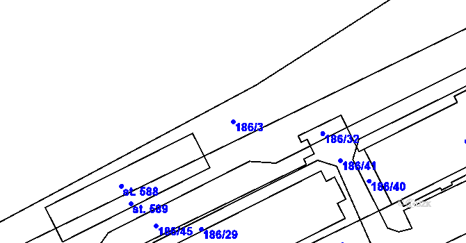 Parcela st. 186/3 v KÚ Rozvadov, Katastrální mapa