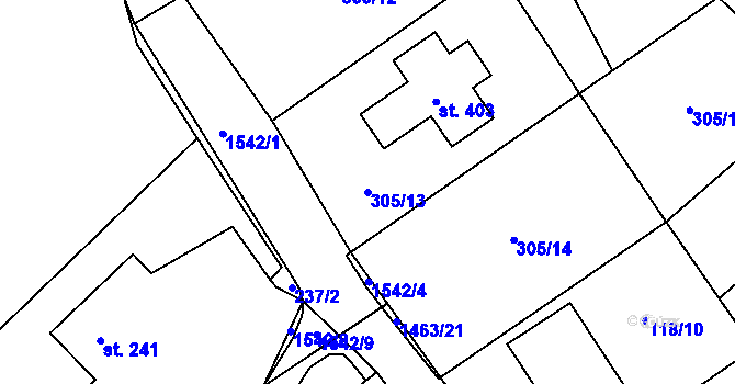 Parcela st. 305/13 v KÚ Rozvadov, Katastrální mapa