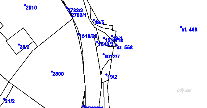 Parcela st. 1012/7 v KÚ Rozvadov, Katastrální mapa