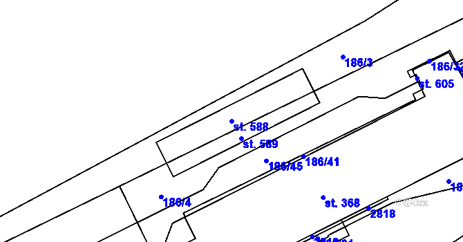 Parcela st. 588 v KÚ Rozvadov, Katastrální mapa