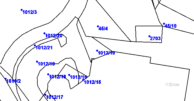 Parcela st. 1012/19 v KÚ Rozvadov, Katastrální mapa