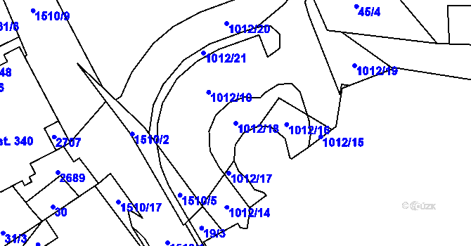 Parcela st. 1012/18 v KÚ Rozvadov, Katastrální mapa
