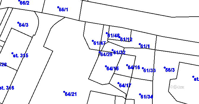 Parcela st. 64/29 v KÚ Rozvadov, Katastrální mapa
