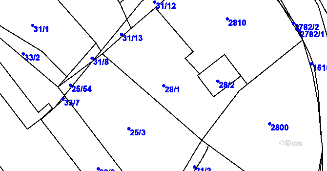 Parcela st. 28/1 v KÚ Rozvadov, Katastrální mapa