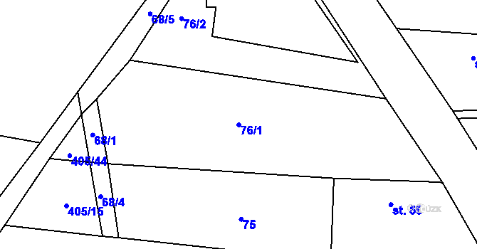 Parcela st. 76/1 v KÚ Podlužany, Katastrální mapa