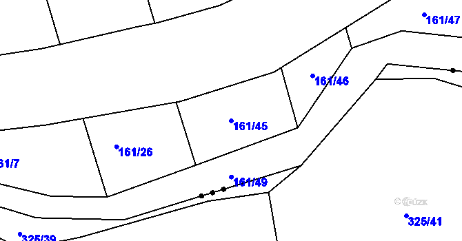 Parcela st. 161/45 v KÚ Podlužany, Katastrální mapa