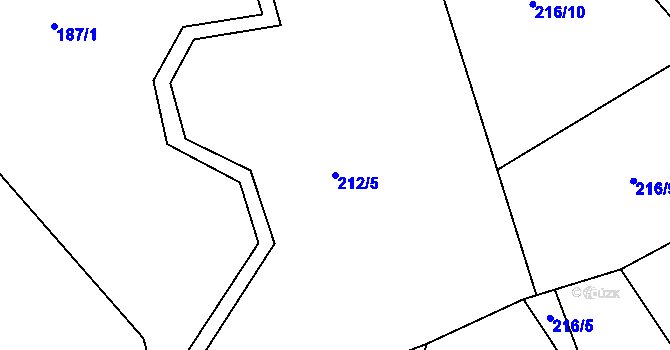 Parcela st. 212/5 v KÚ Podolí u Rožďalovic, Katastrální mapa