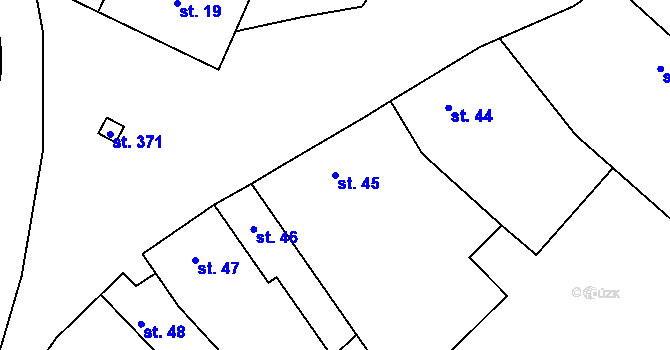 Parcela st. 45 v KÚ Rožďalovice, Katastrální mapa