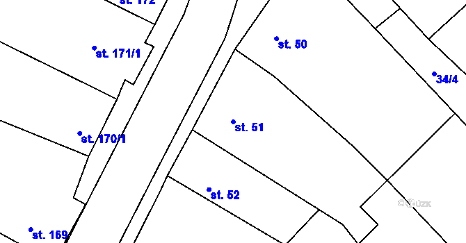 Parcela st. 51 v KÚ Rožďalovice, Katastrální mapa