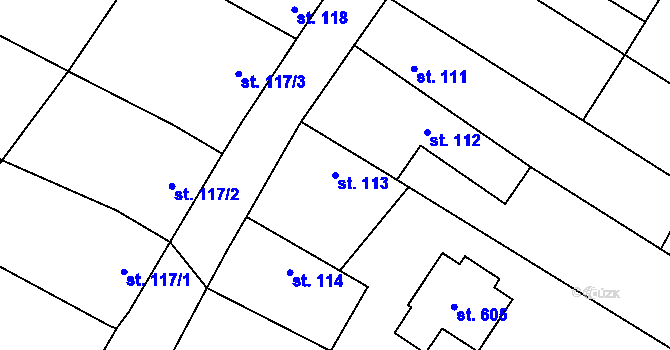 Parcela st. 113 v KÚ Rožďalovice, Katastrální mapa
