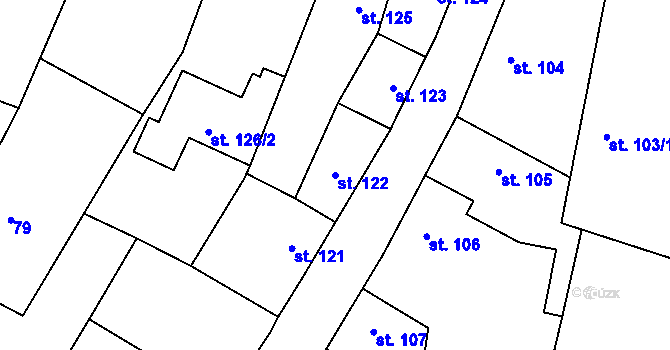 Parcela st. 122 v KÚ Rožďalovice, Katastrální mapa