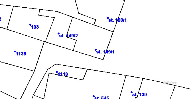 Parcela st. 149/1 v KÚ Rožďalovice, Katastrální mapa