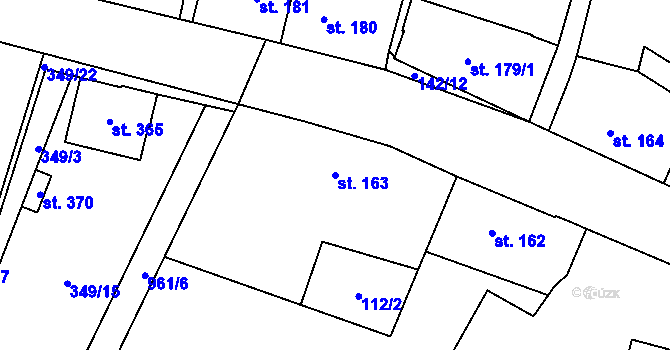 Parcela st. 163 v KÚ Rožďalovice, Katastrální mapa