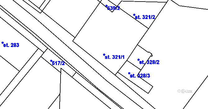Parcela st. 321/1 v KÚ Rožďalovice, Katastrální mapa