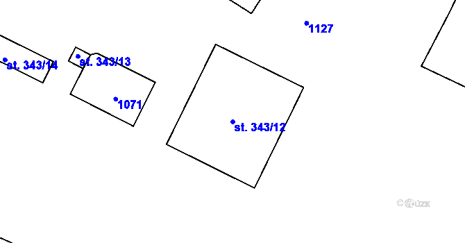 Parcela st. 343/12 v KÚ Rožďalovice, Katastrální mapa