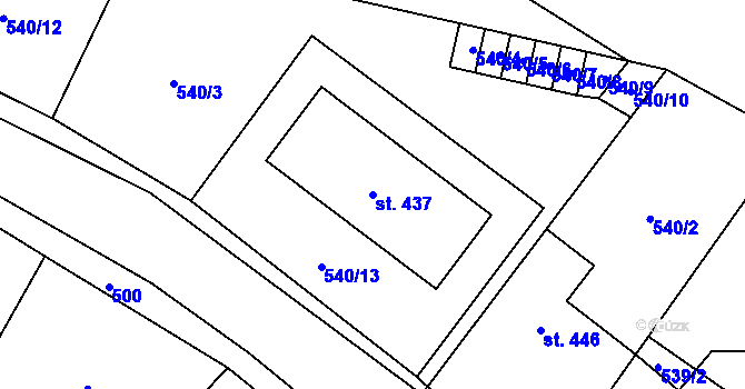 Parcela st. 437 v KÚ Rožďalovice, Katastrální mapa