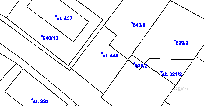 Parcela st. 446 v KÚ Rožďalovice, Katastrální mapa