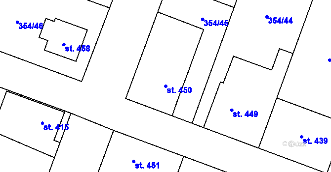 Parcela st. 450 v KÚ Rožďalovice, Katastrální mapa