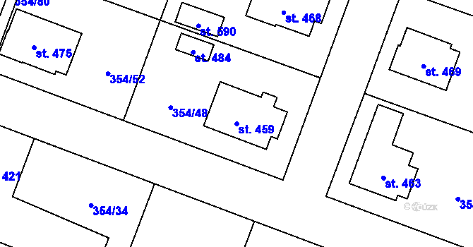 Parcela st. 459 v KÚ Rožďalovice, Katastrální mapa
