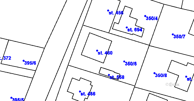 Parcela st. 460 v KÚ Rožďalovice, Katastrální mapa