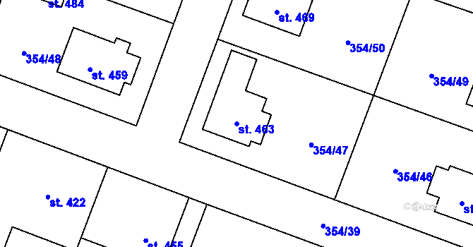 Parcela st. 463 v KÚ Rožďalovice, Katastrální mapa