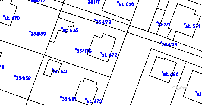 Parcela st. 472 v KÚ Rožďalovice, Katastrální mapa