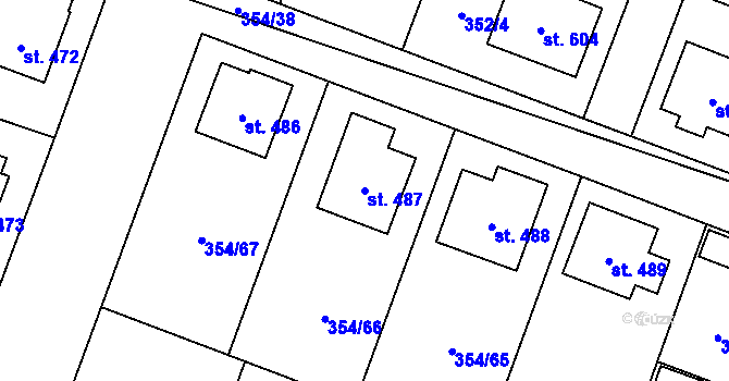 Parcela st. 487 v KÚ Rožďalovice, Katastrální mapa