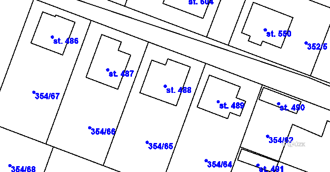 Parcela st. 488 v KÚ Rožďalovice, Katastrální mapa