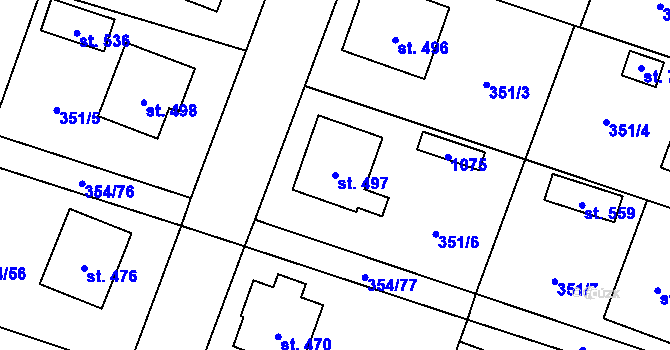 Parcela st. 497 v KÚ Rožďalovice, Katastrální mapa