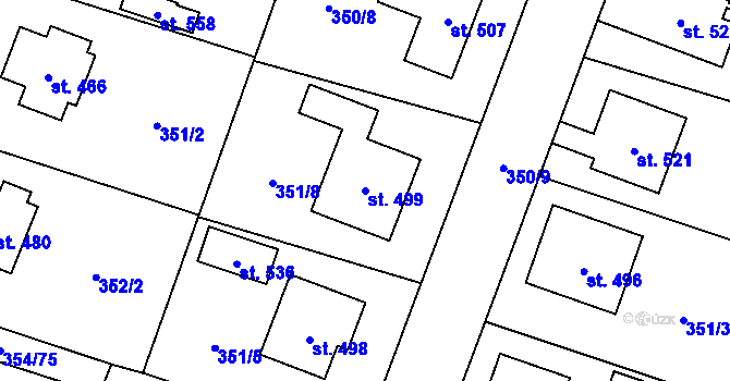 Parcela st. 499 v KÚ Rožďalovice, Katastrální mapa