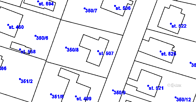 Parcela st. 507 v KÚ Rožďalovice, Katastrální mapa