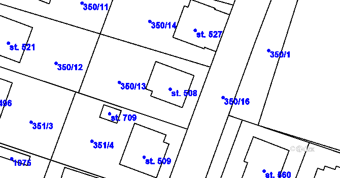 Parcela st. 508 v KÚ Rožďalovice, Katastrální mapa