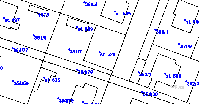 Parcela st. 520 v KÚ Rožďalovice, Katastrální mapa