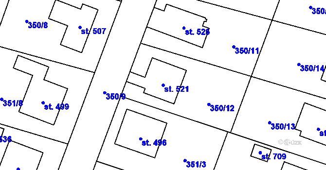 Parcela st. 521 v KÚ Rožďalovice, Katastrální mapa