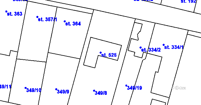 Parcela st. 525 v KÚ Rožďalovice, Katastrální mapa