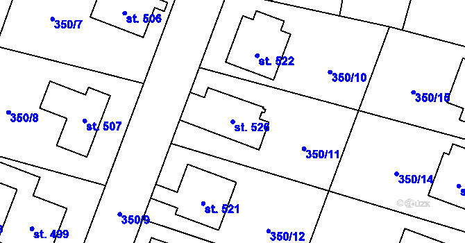 Parcela st. 526 v KÚ Rožďalovice, Katastrální mapa