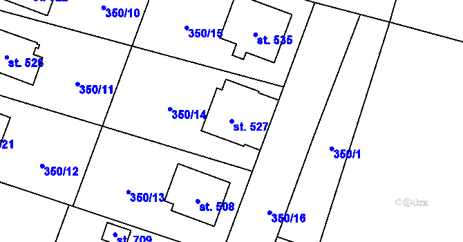 Parcela st. 527 v KÚ Rožďalovice, Katastrální mapa