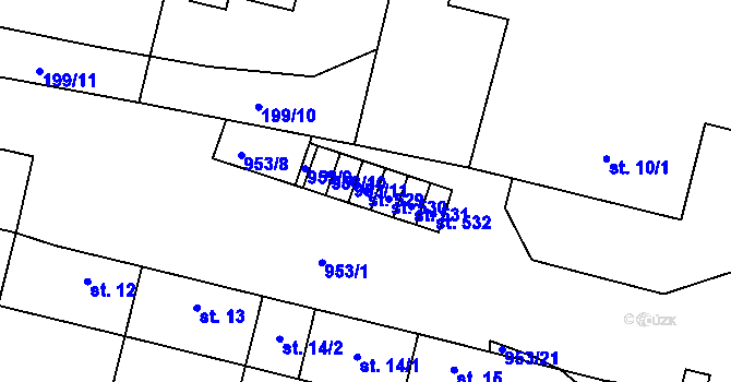 Parcela st. 529 v KÚ Rožďalovice, Katastrální mapa