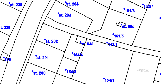 Parcela st. 548 v KÚ Rožďalovice, Katastrální mapa