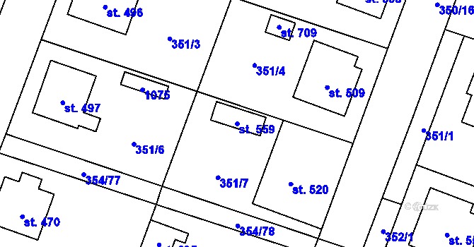 Parcela st. 559 v KÚ Rožďalovice, Katastrální mapa